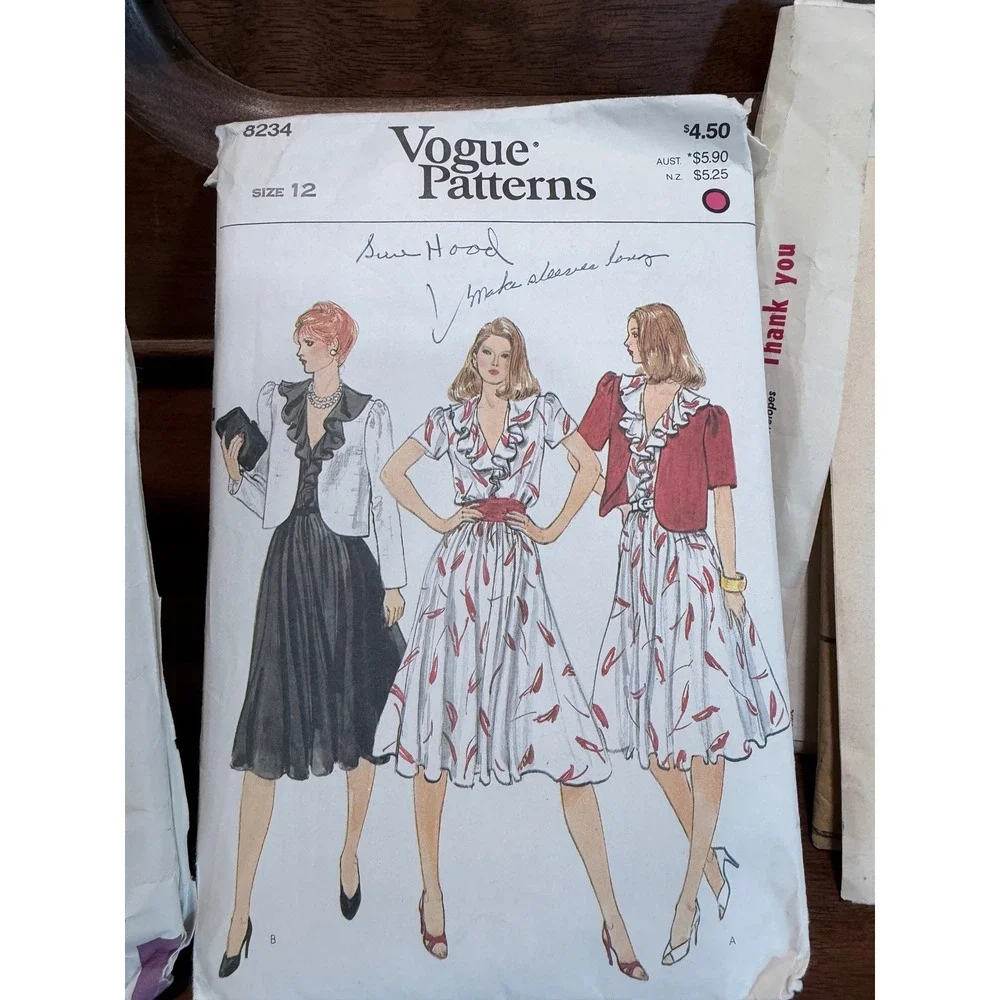 Vintage 80s Sewing Pattern Lot 5pc Vogue McCall's Simplicity Dress Blazer Pants